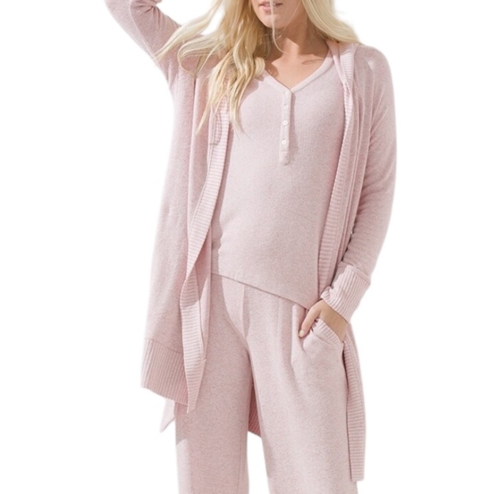 Soma Brushed Cozy Wrap S/M Loungewear Cozy Stretchy Cardigan Belted Pockets